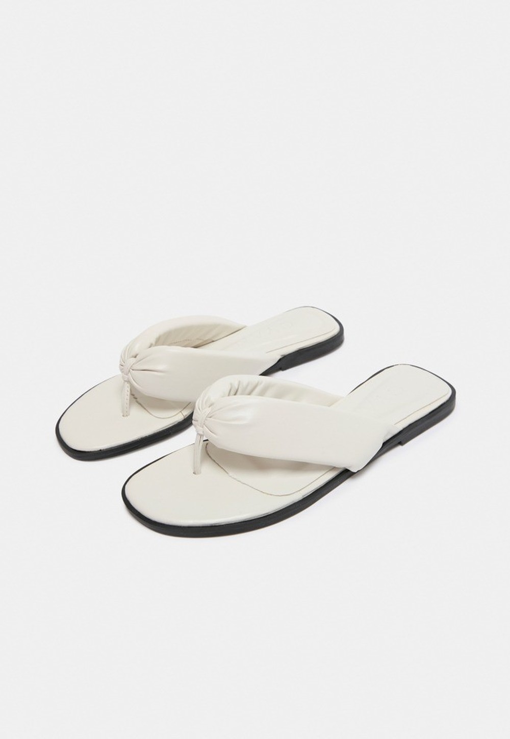 Flat Flip Flop Couro Off White