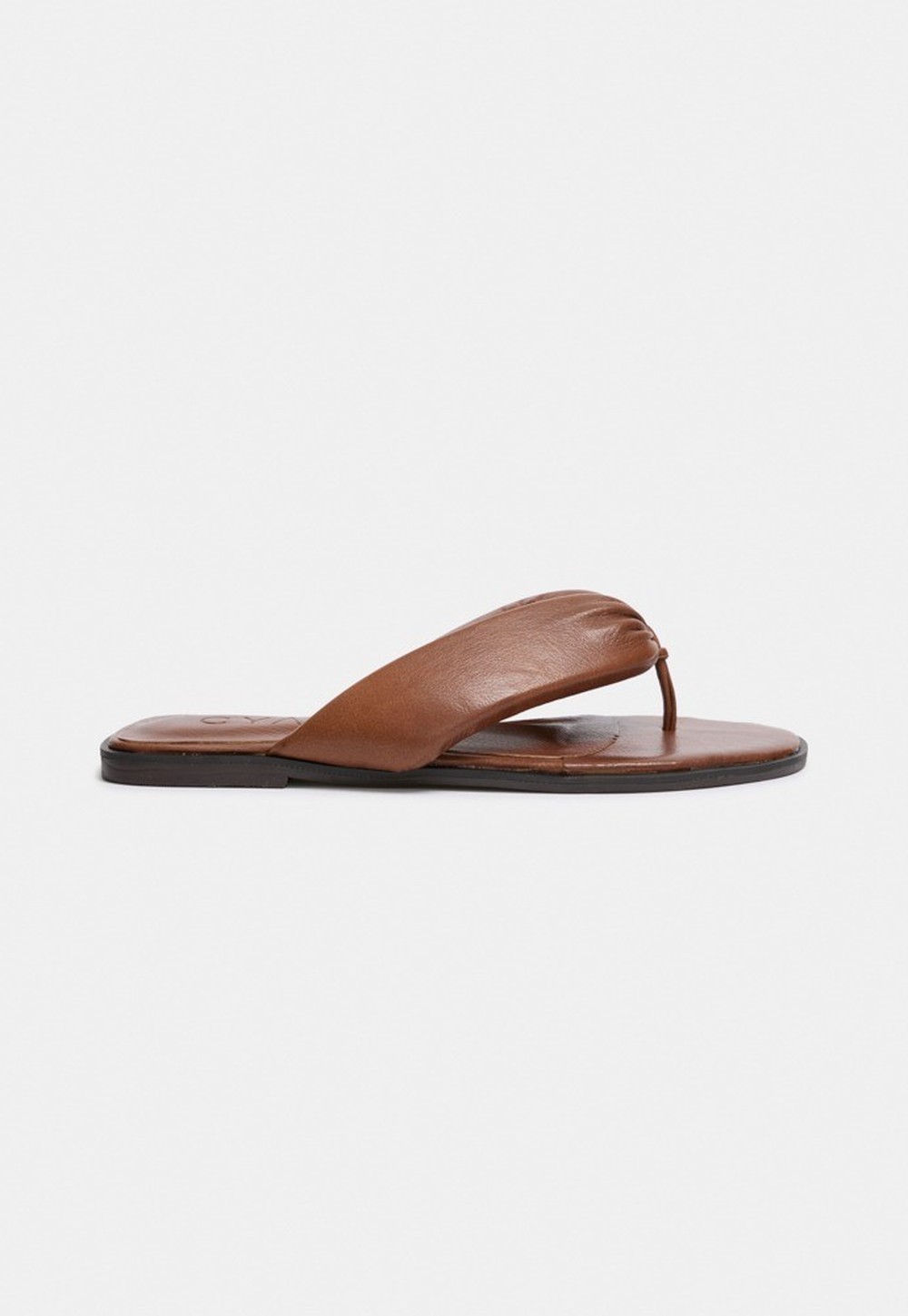 Flat Flip Flop Couro Caramelo