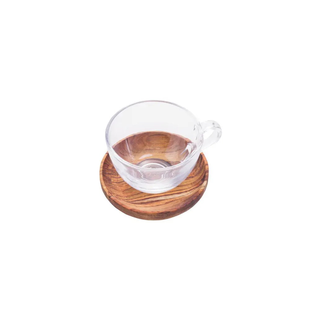 Set 6 Xícaras de chá com Pires em Madeira Teca