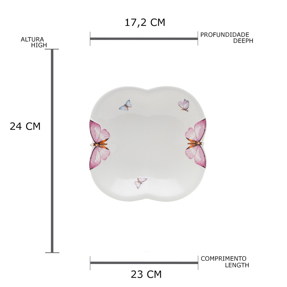 Set de Pratos Fundos Porcelana Borboletas