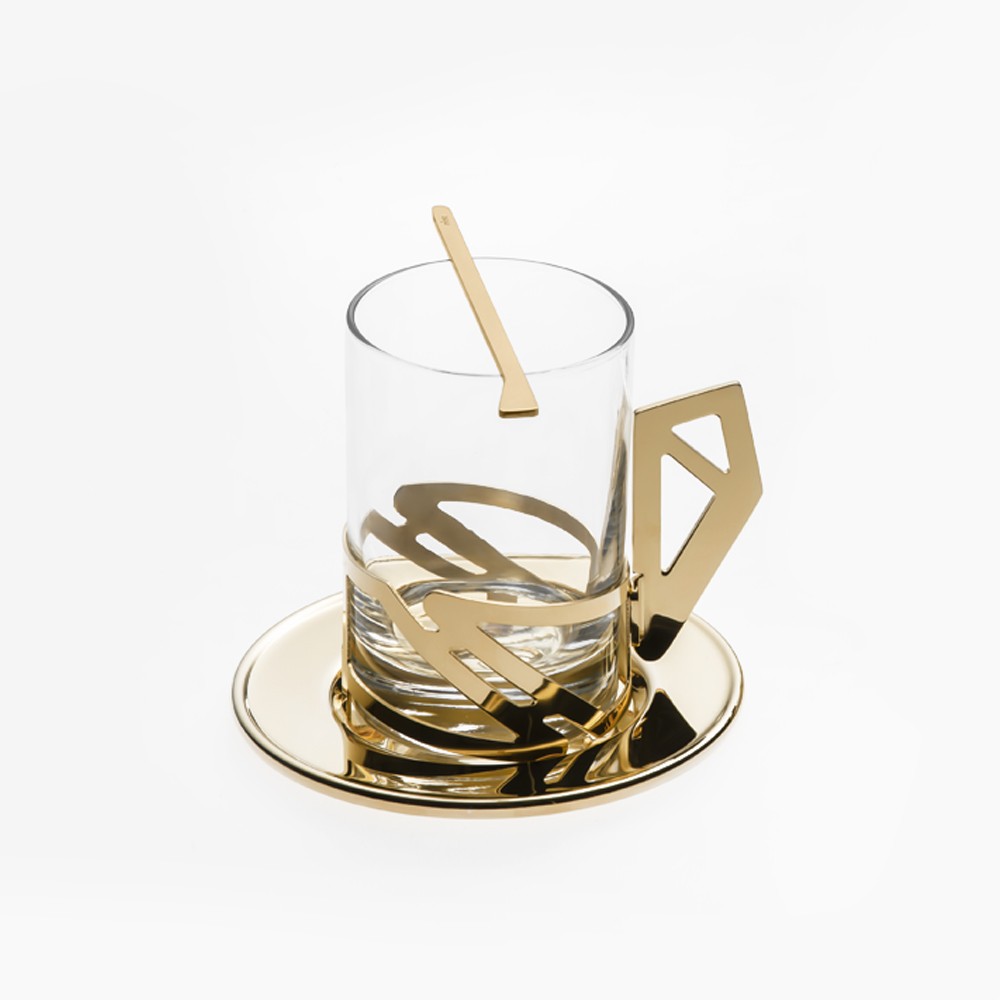 Bandeja Chá e Café Origami Ouro 24K 