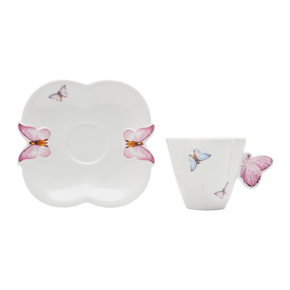 Set de Xícaras de Café Porcelana Borboletas 