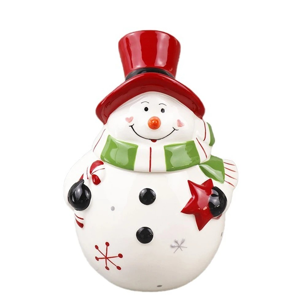 Pote com Tampa Boneco de Neve - 20cm