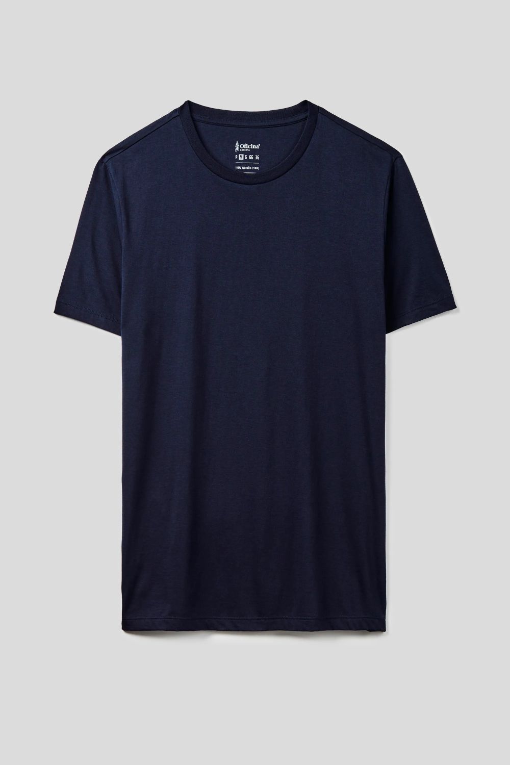 Camiseta Pima Leve Gola C Azul Marinho