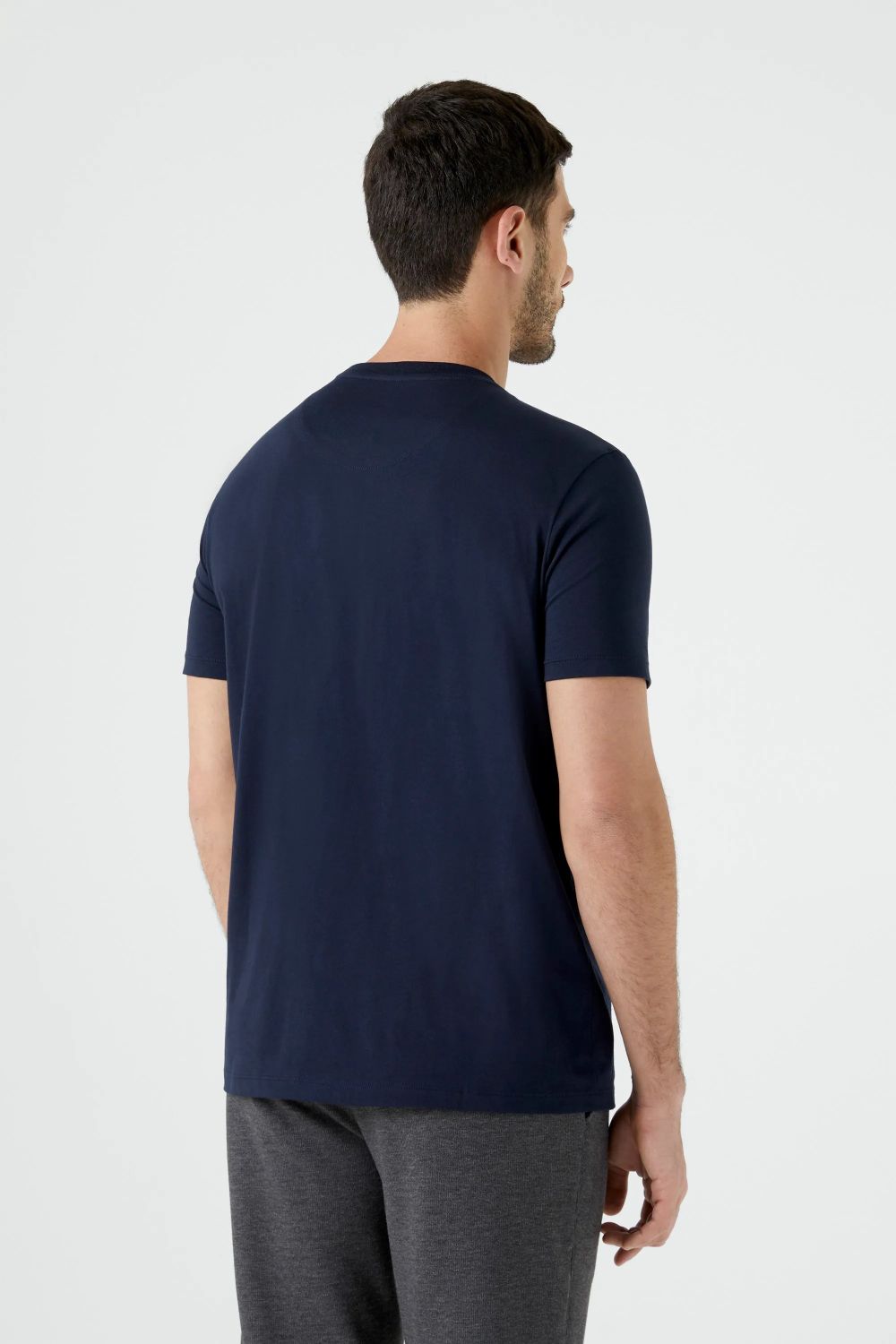 Camiseta Pima Leve Gola C Azul Marinho