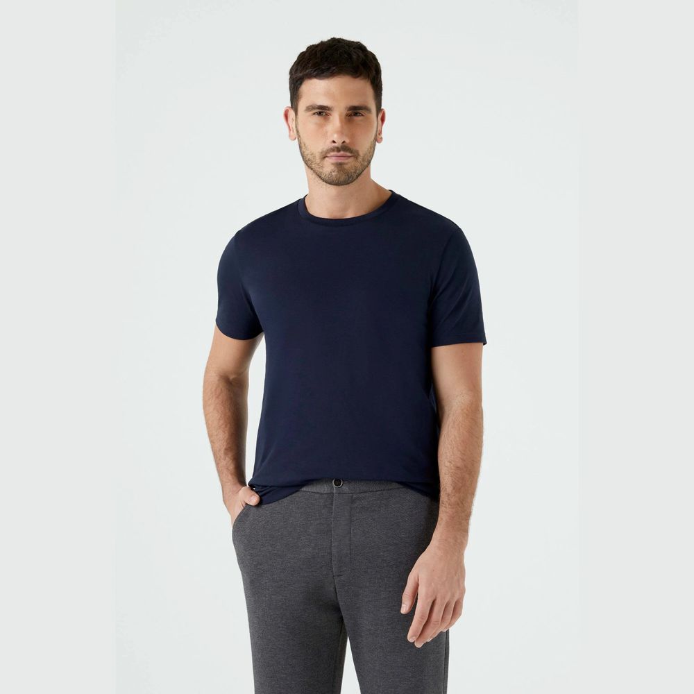 Camiseta Pima Leve Gola C Azul Marinho