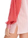 Camisa mangas longas listras vermelhas