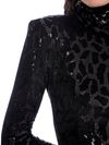 Vestido longo com gola veludo paetê AMIR X ASTRID