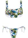 Top camiseta e tanga de amarrar Floral Amir Slama