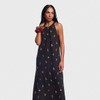 Vestido Feminino Midi Aragäna | Floral Bordado Preto