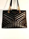Bolsa Saint Laurent Black Matelassê Cassandre Shopper