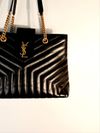 Bolsa Saint Laurent Black Matelassê Cassandre Shopper