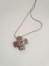 Colar e pingente ouro branco 18K