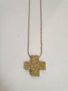 Colar e pingente ouro branco 18K