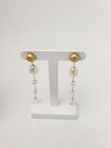 Brinco Ouro Amarelo e Pérolas