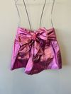 Shorts couro metalizado