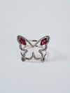 Anel ouro branco, rubi e diamantes
