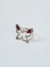 Anel ouro branco, rubi e diamantes