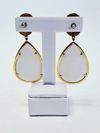 Brinco Ouro Amarelo e Quartzo Branco