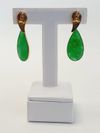 Brinco ouro amarelo 18K e jade verde