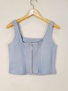 Blusa Cropped Brooksfield couro