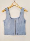 Blusa Cropped Brooksfield couro