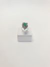 Anel em ouro branco 18K e esmeralda 