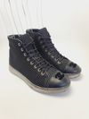 Tênis Chanel Tweed Lambskin High Top couro 