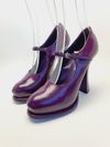 Sapato Prada Purple Leather Mary Jane Platform Pump 