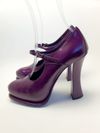 Sapato Prada Purple Leather Mary Jane Platform Pump 