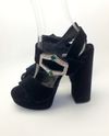 Sandália Prada Velvet Crystal Embellished Plataform 