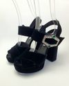 Sandália Prada Velvet Crystal Embellished Plataform 