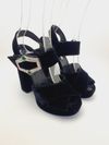 Sandália Prada Velvet Crystal Embellished Plataform 