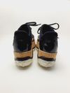 Tênis Miu Miu Black Fabric and Patent Leather Astro Cork Plataform 