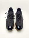 Tênis Miu Miu Black Fabric and Patent Leather Astro Cork Plataform 