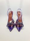 Sapato Amina Muaddi Rosie Glass Slingback Pump