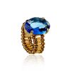 Anel Canutilho Oval Cristal Light Azul Safira Ouro