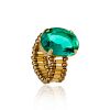 Anel Canutilho Oval Cristal Paraíba Verde Ouro