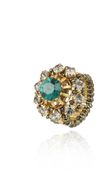 Anel Girassol Esmeralda & Black Diamond