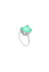 Anel Esmeralda 4ct Retangular e Brilhantes