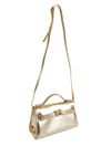 BOLSA LILA COURO TOTE OURO