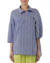 Camisa vista diagonal azul listrado
