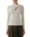 Blusa Decote Drapeado Manga Longa Off White