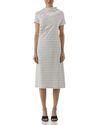 Vestido Drapeado Listra Fina Branco & Preto