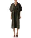 Vestido Quimono em Linho Verde Militar