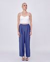 Calça Reta com Vinco Azul