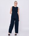 Calça Reta com Vinco Preto
