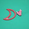 Brinco Touro E Lua Rosa Com Vermelho