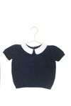 BLUSA TRICOT GABI AZUL GOLA BRANCA