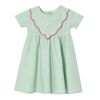 VESTIDO GOLA NUVEM VERDE COM FÚCSIA